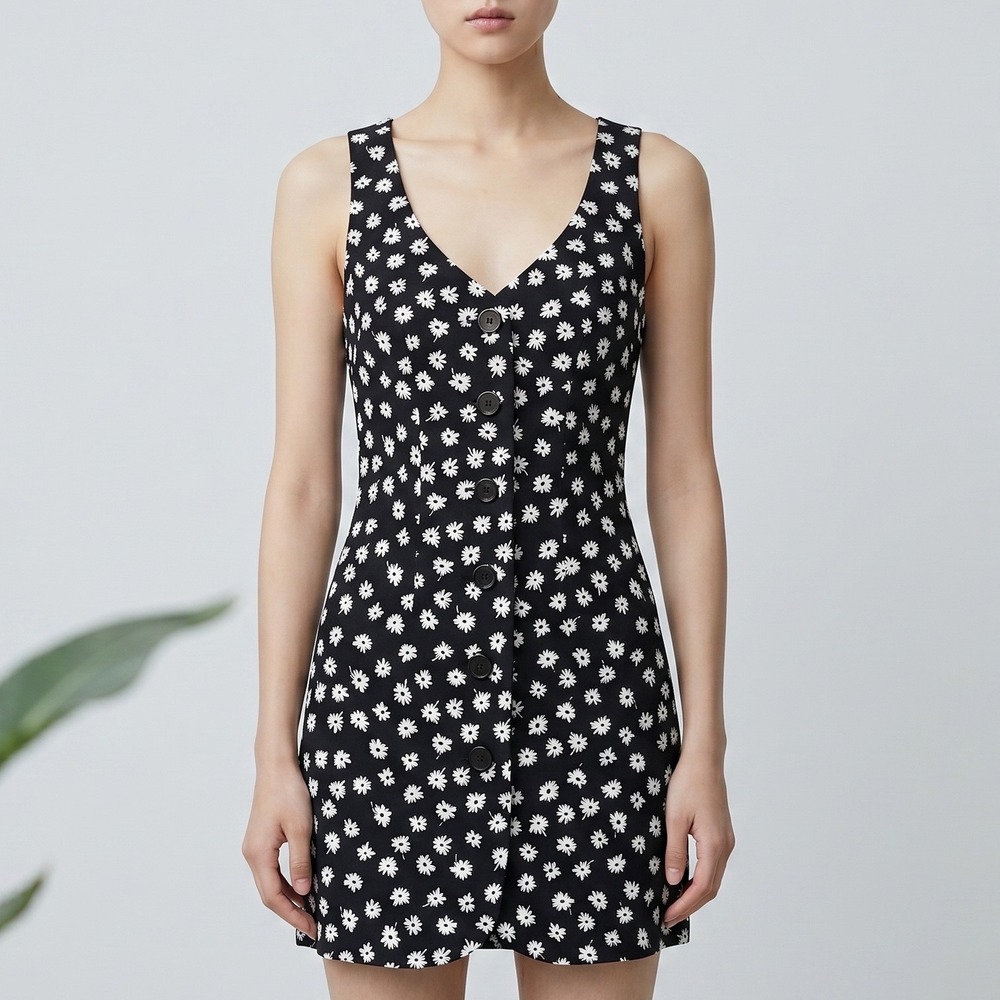 NWT Urban Outfitters Y2K Floral Button Front Mini Dress 2 Boho Festival Indie